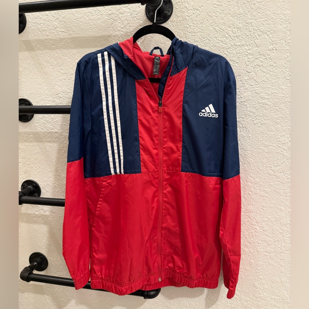 NEW without tags ADIDAS 
windbreaker red & blue 
MENS SIZE M